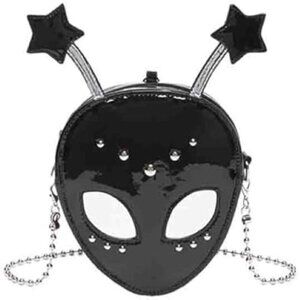 Alien Theme Glossy Crossbody Bag Black